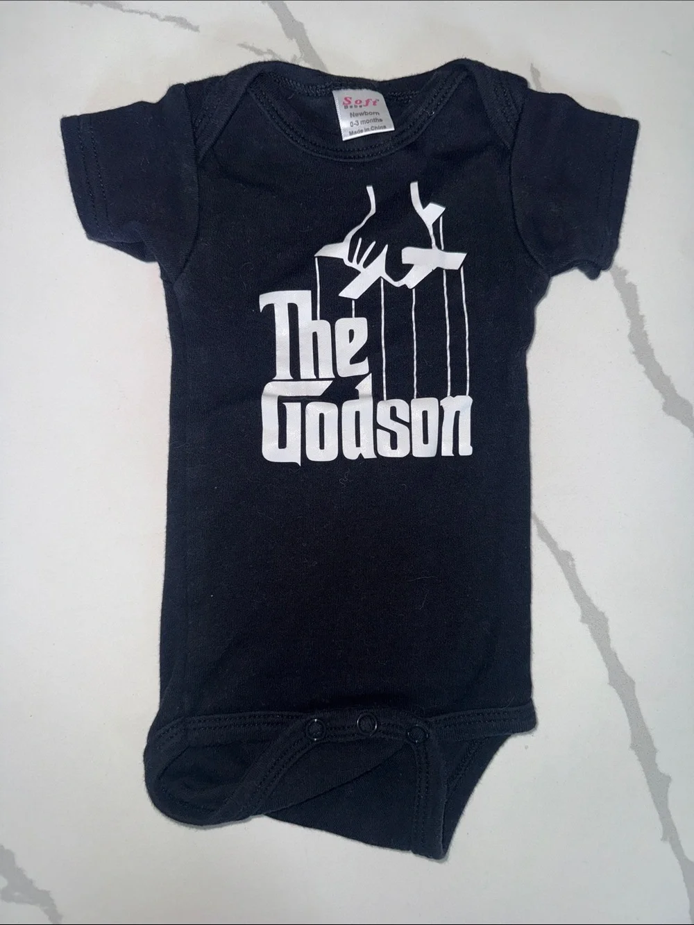 'The Godson' Black Baby One-Piece